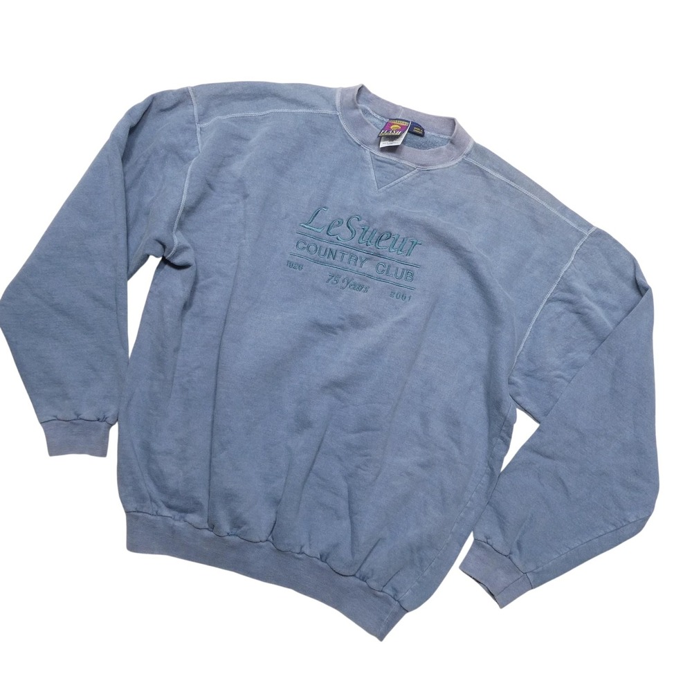 Vintage Flash Avanti LeSueur Country Club Sweatshirt Mens Large Blue Fleece Golf